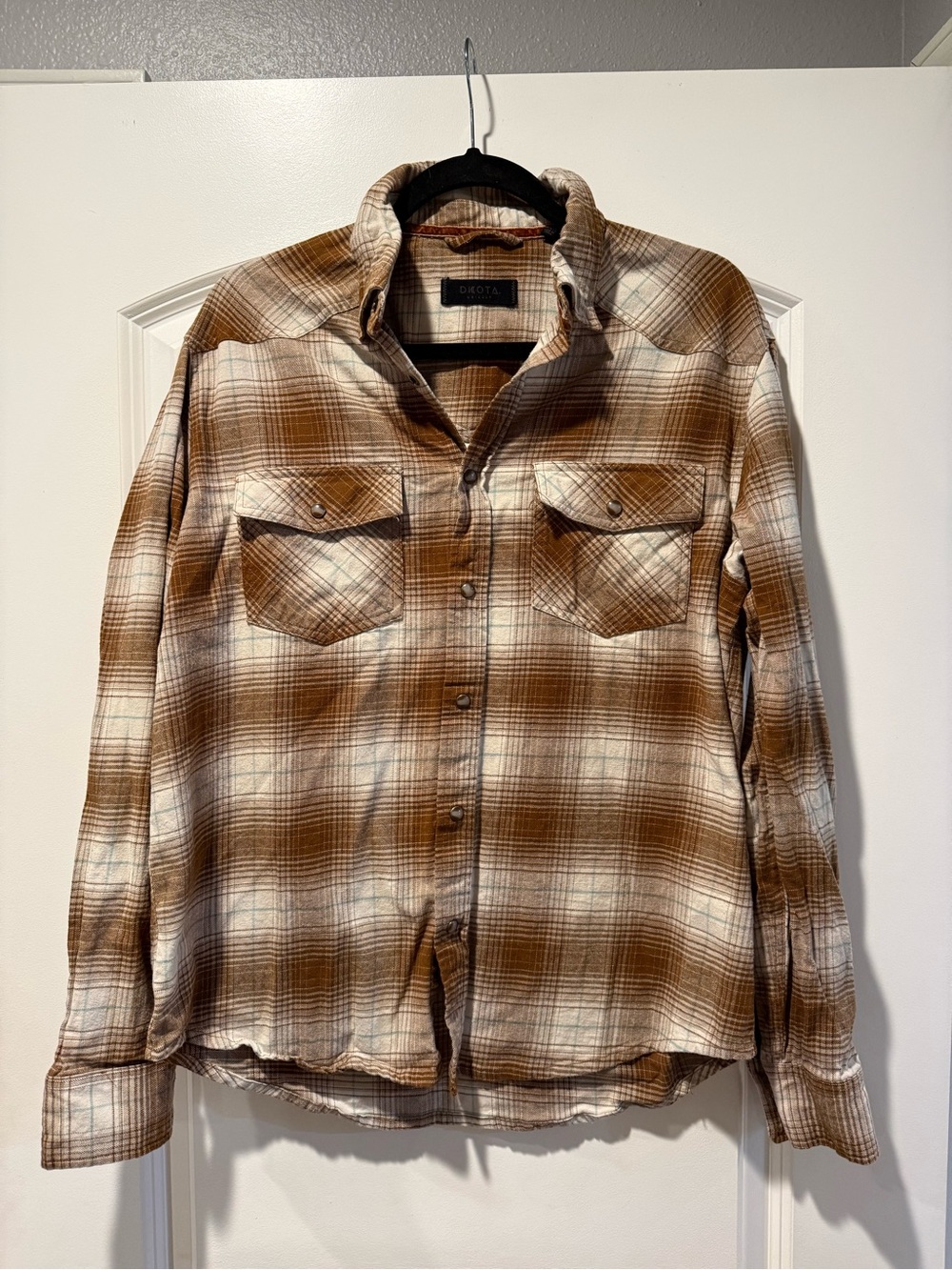 Dkota Brown & Cream Plaid Pearl Snap Flannel Shirt
